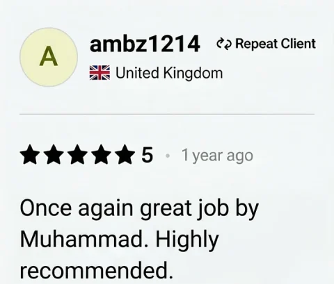 Screenshot of a five-star review from ambz1214, United Kingdom, for ECLETE