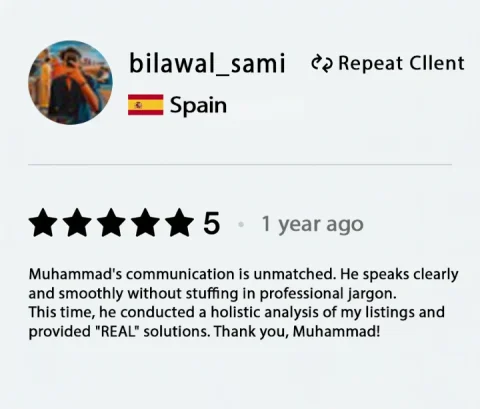Screenshot of a five-star review from bilawal_sami, Spain, for ECLETE