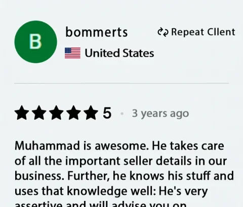Screenshot of a five-star review from bommerts, United States, for ECLETE