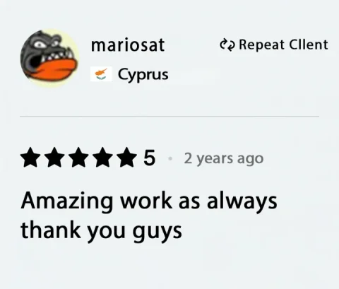 Screenshot of a five-star review from mariosat, Cyprus, for ECLETE