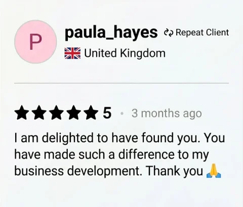 Screenshot of a five-star review from paula_hayes, United Kingdom, for ECLETE
