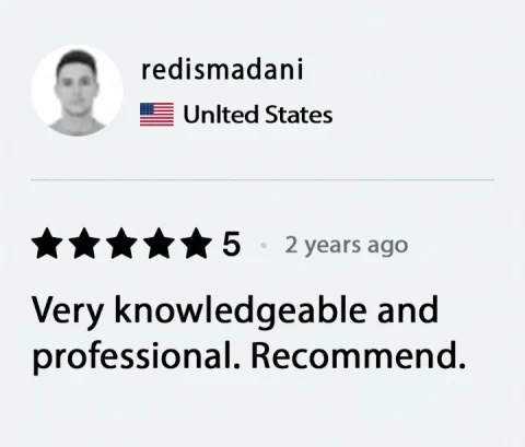 Screenshot of a five-star review from redismadani, United States, for ECLETE