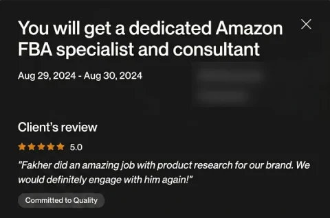 Screenshot of a five-star review from Amazon brand, Product research, for ECLETE