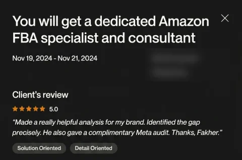 Screenshot of a five-star review from Brand owner, Brand analysis, for ECLETE