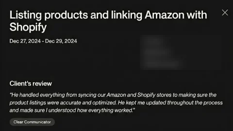 Screenshot of a five-star review from Ecommerce brand, Amazon and Shopify setup, for ECLETE