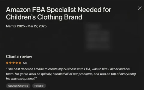 Screenshot of a five-star review from Children's clothing brand, United States, for ECLETE