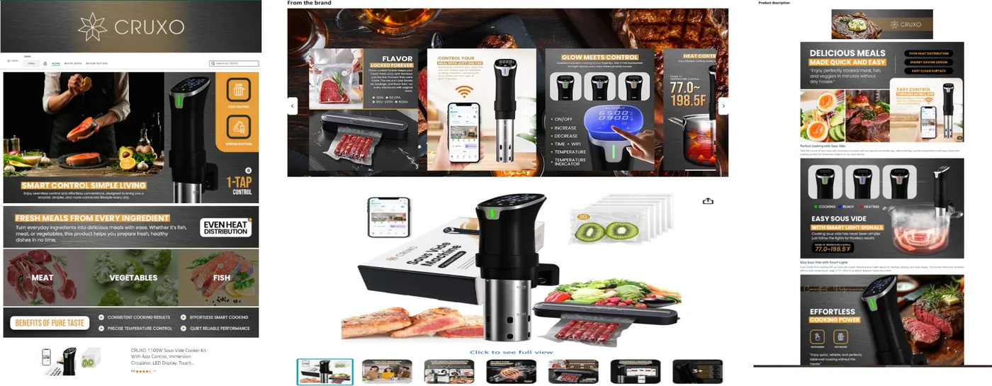 CRUXO Amazon storefront, brand story and A+ content