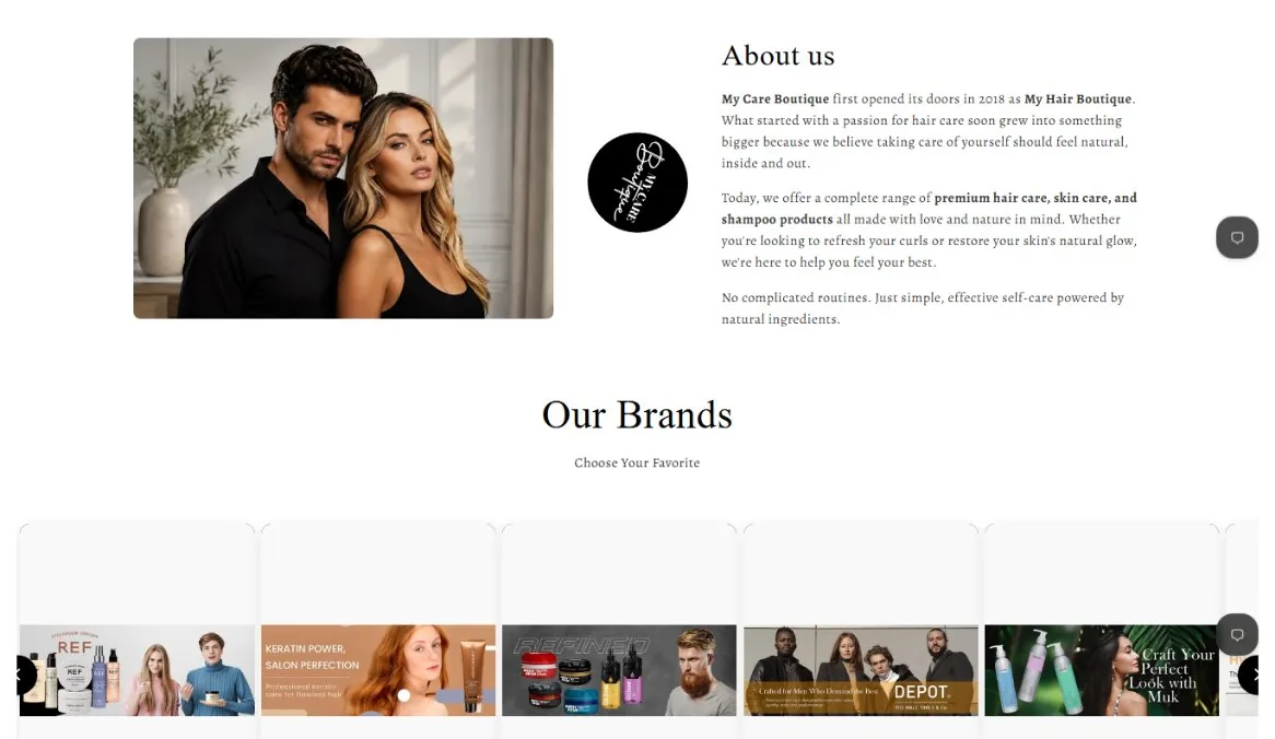 My Care Boutique Shopify Case Study 26 My Care Boutique About us and our brands