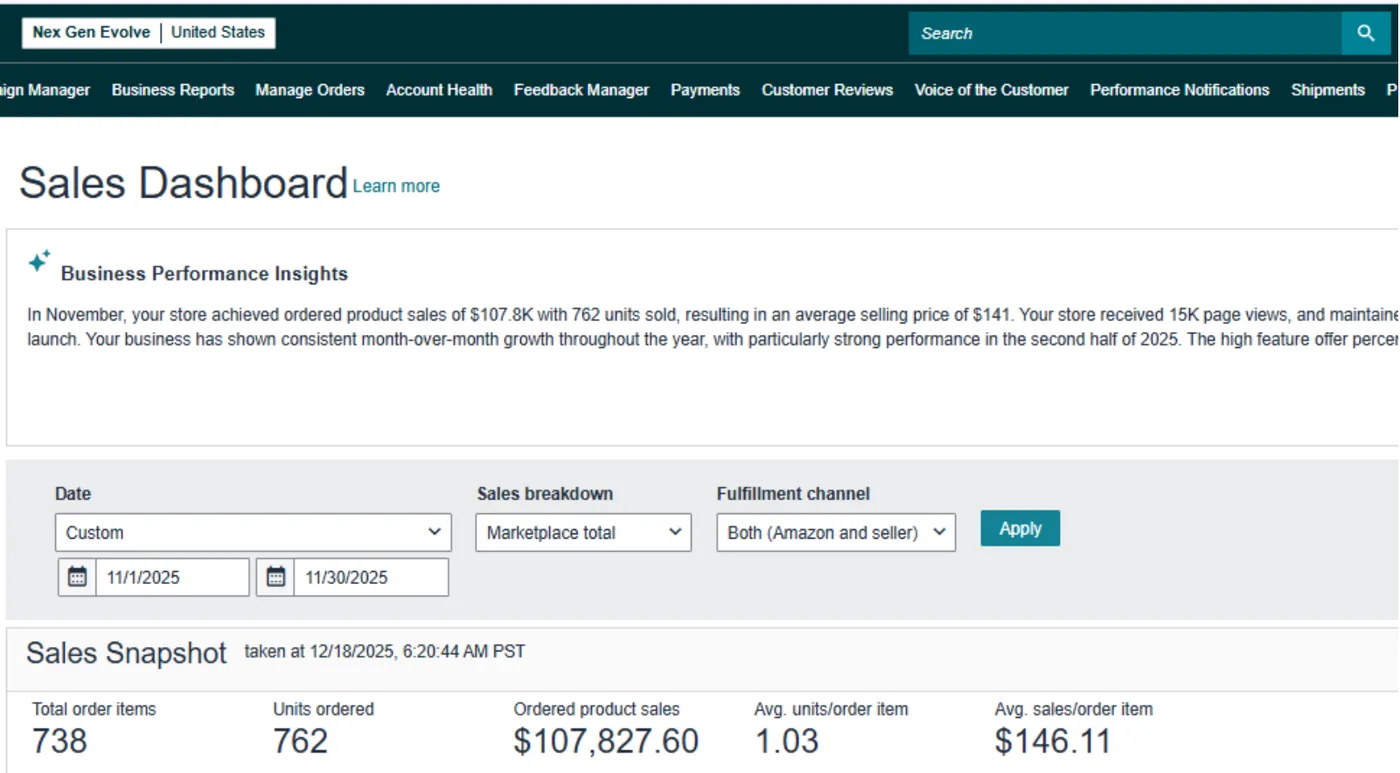 RIPTIC Amazon Case Study 22 RIPTIC November 2025, best month