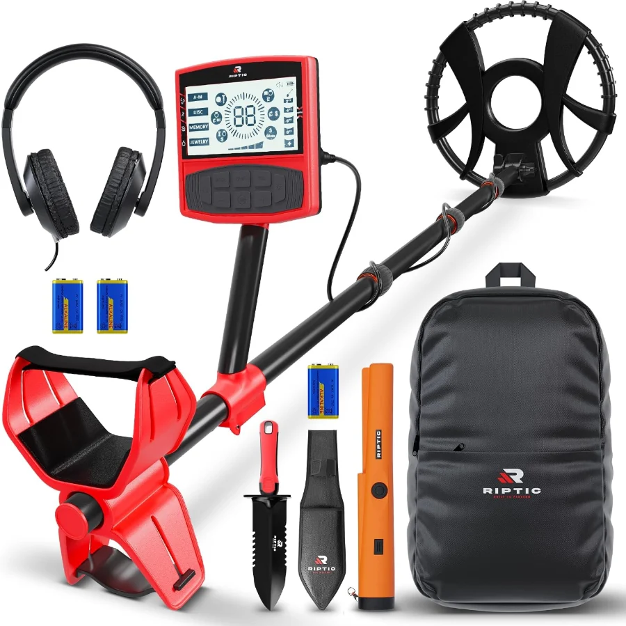 RIPTIC metal detector full kit with pinpointer, headphones, digging tool and backpack
