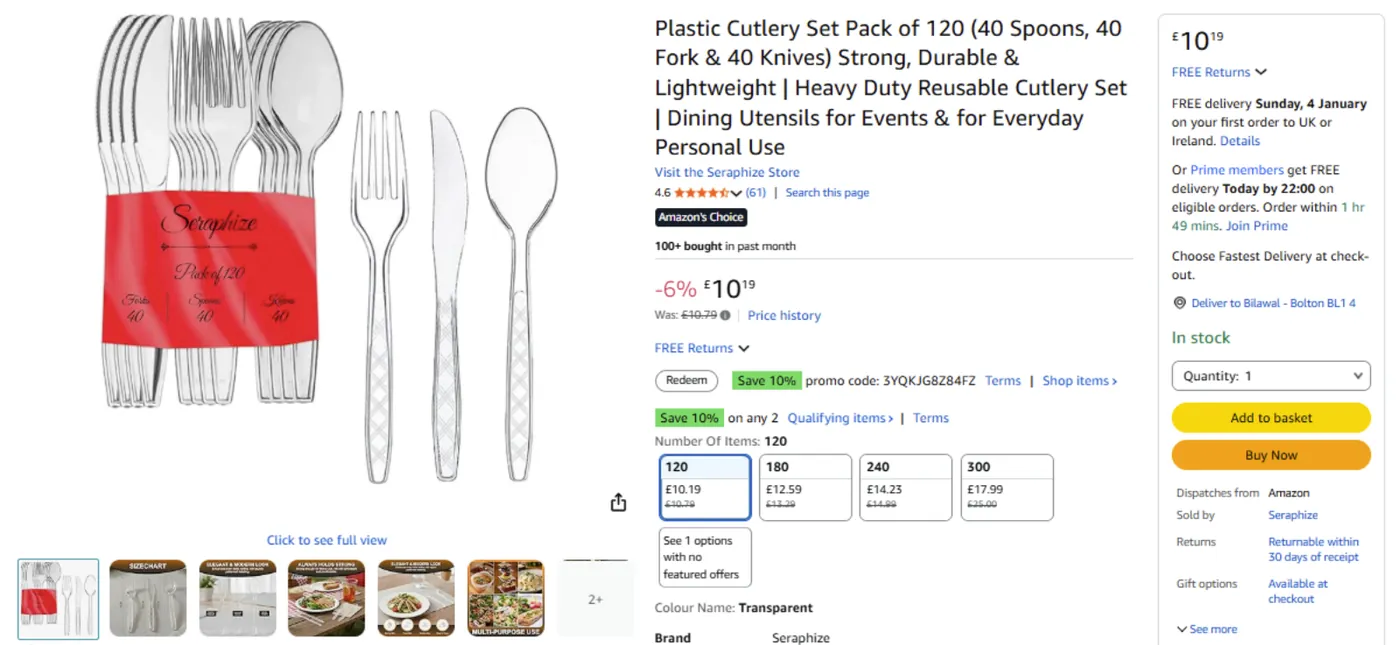 Seraphize Live listing with Amazon’s Choice