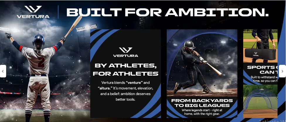 Vertura Amazon brand story banner: Built for ambition