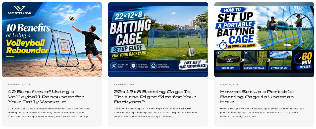Vertura blog posts about batting cages and volleyball rebounders